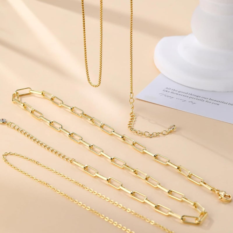 MFRYK Gold/Silver Necklaces Stack For Women,14K Gold/Sterling Silver Plated Simple Layered Choker Necklaces For Women,Stackable Multilayer Pearl Cross Disc Circle Pendant Cuban Herringbone Snake Paperclip Chain Necklaces Set Jewelry Gift for Women - Image 4